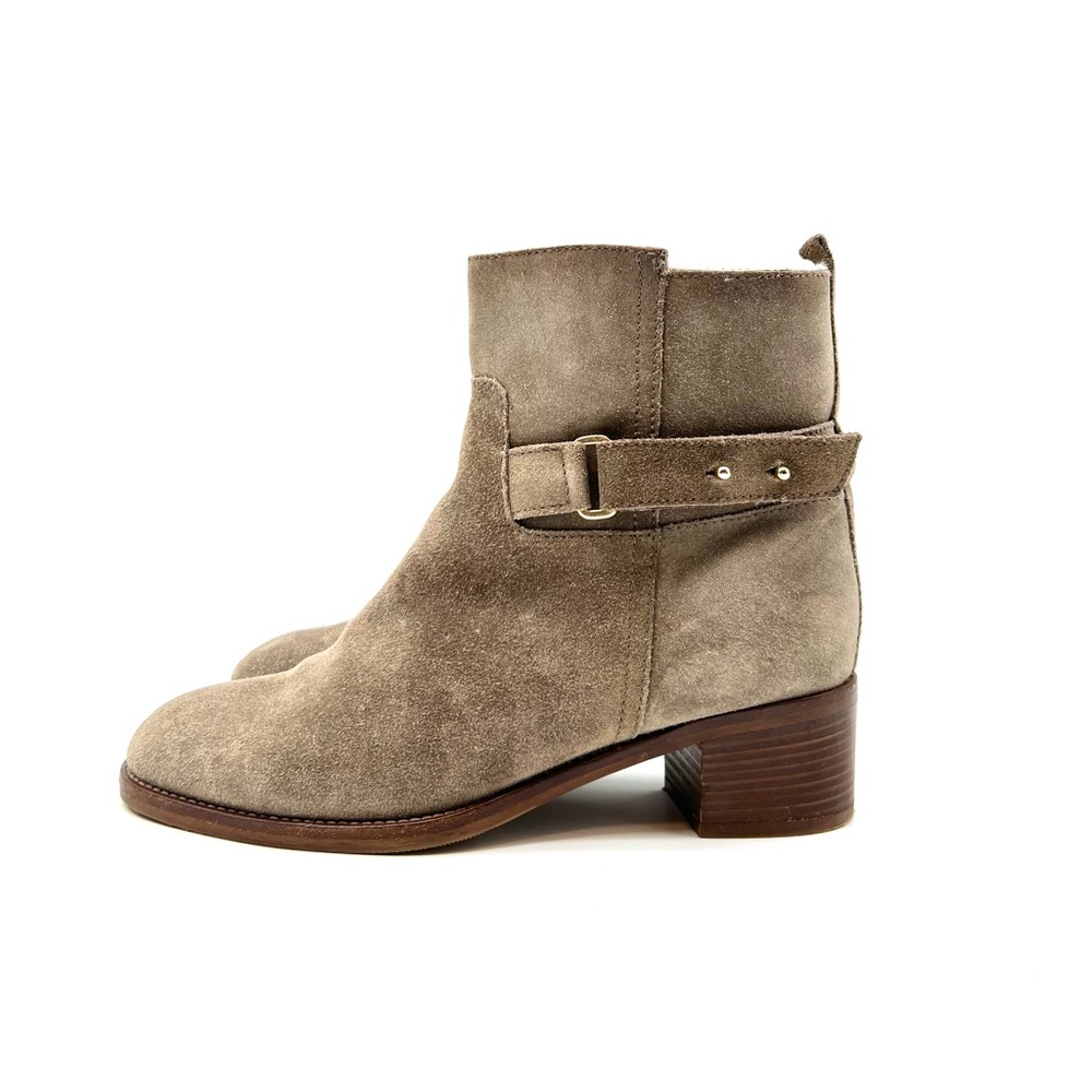 J.Crew Parker Ankle Suede Leather Tan Grey Sherpa Lined Chelsea Boots Size 8.5